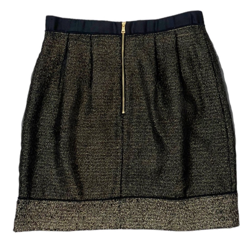 LOFT Ann Taylor Chiffon Overlay Tweed Skirt Size 6 Gold & Black - Picture 4 of 8